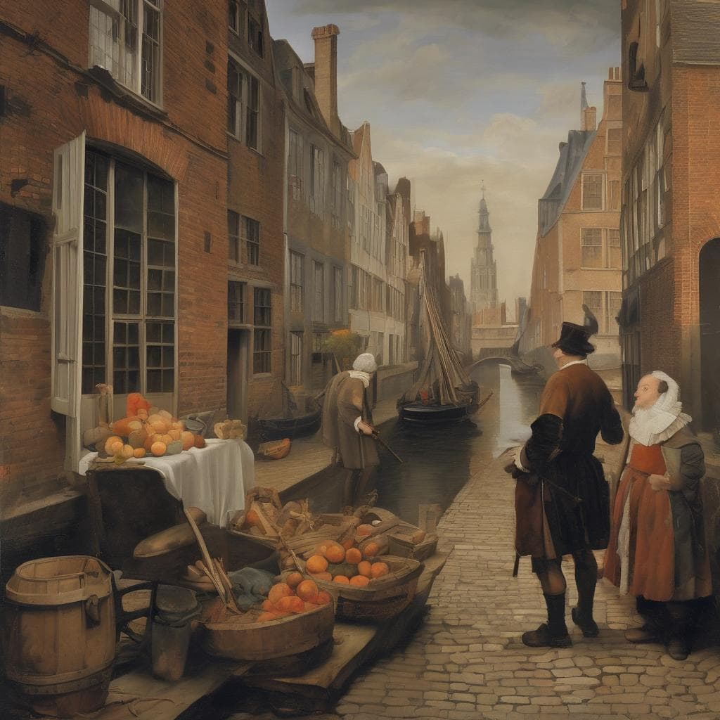 Ζωγραφική με δημιουργικές προσεγγίσεις στην τέχνη, καταγραφή καθημερινών στιγμών στην εποχή του 17ου αιώνα.